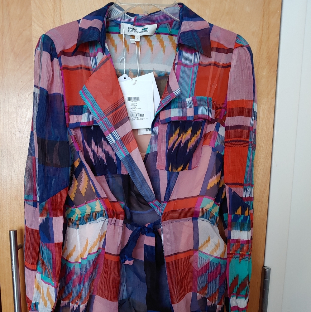 NWT DVF Joanna blouse S - Summer Blanket Foxglove